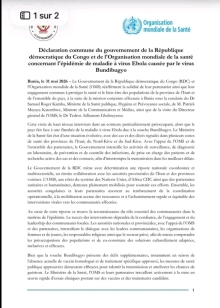 Ebola en RDC : le gouvernement et l‘OMS unissent leurs efforts contre la souche Bundibugyo