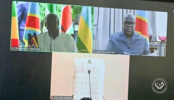 Félix-Antoine Tshisekedi Tshilombo et Museveni en vidéo conférence 