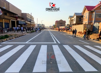 Début du marquage sur l‘avenue Lulua/Kananga 