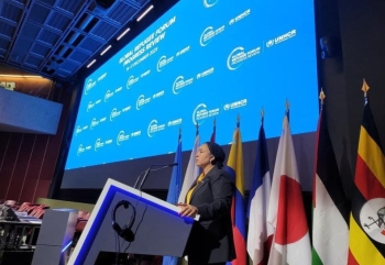 Nathalie Kambala Luse, DG FMMDI au forum mondial sur les réfugiés 2025